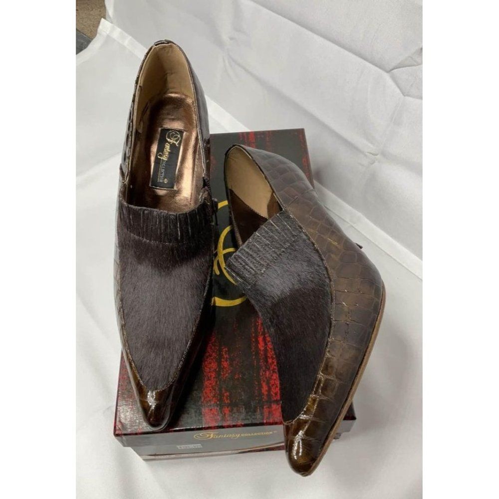 Like new Brown Croc Bootie Shoeties Leather Heels Boots 7.5 worn once